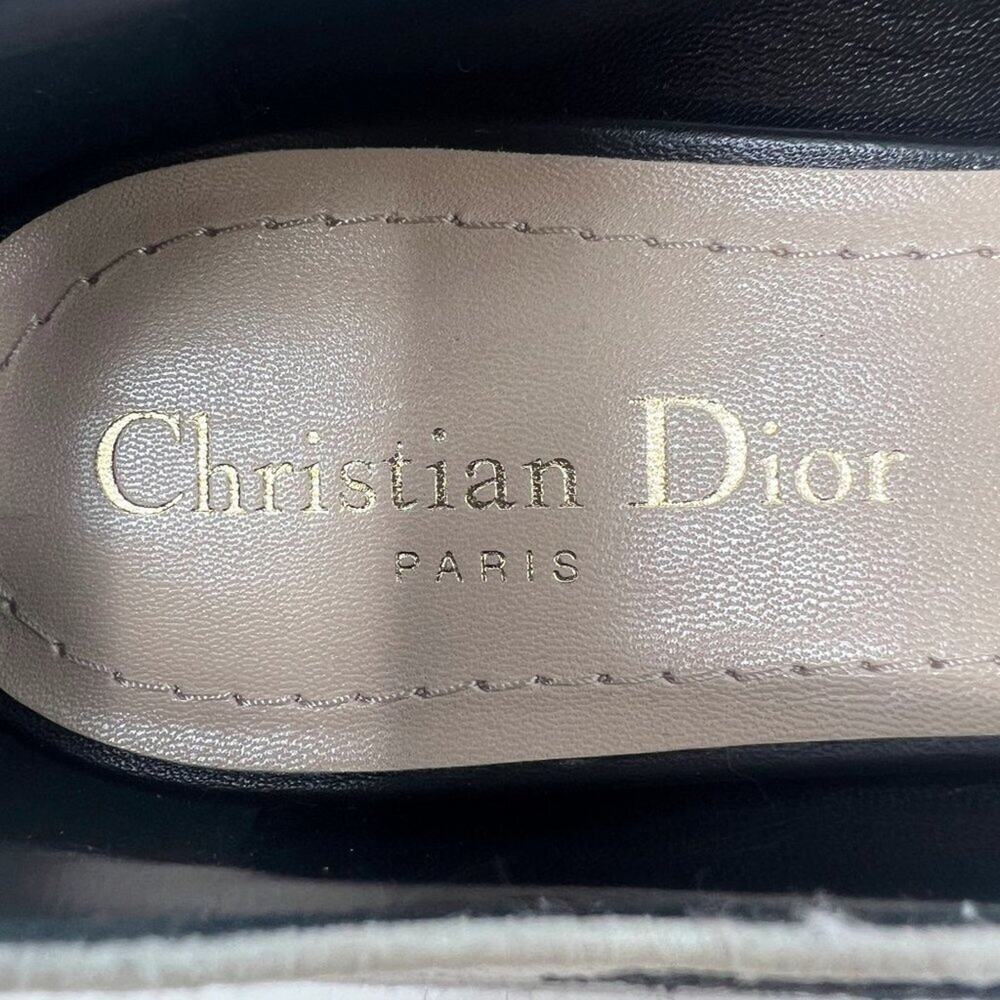 Dior‎ J’Adior Plaid Flats Tartan Wool Pointed Toe Logo Trim Black White 38 - Picture 6 of 11